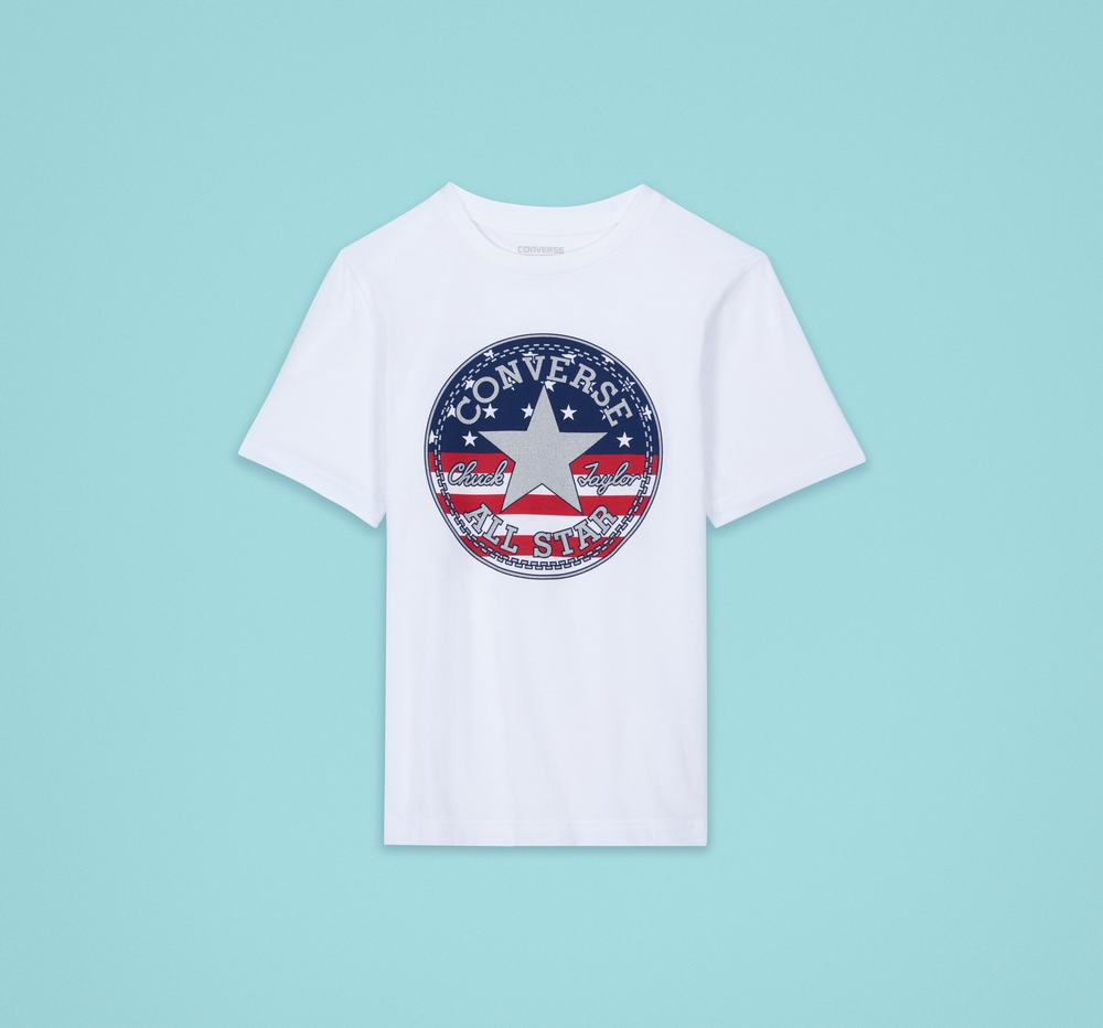 Camiseta Converse Chuck Taylor Patch American Flag Criança Branco 821395PEH